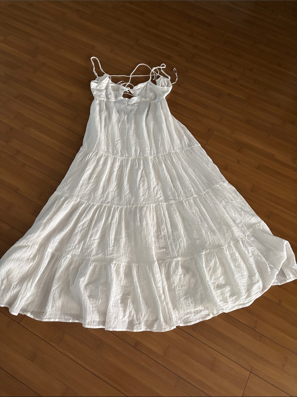 Women's White Tiered Maxi Dress with Spaghetti Straps — Elegant Summer Style